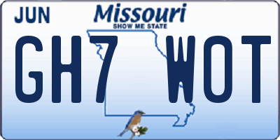 MO license plate GH7W0T