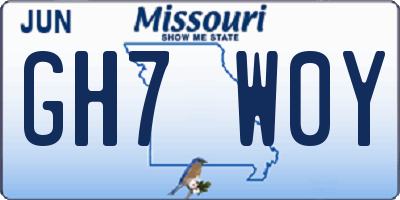 MO license plate GH7W0Y