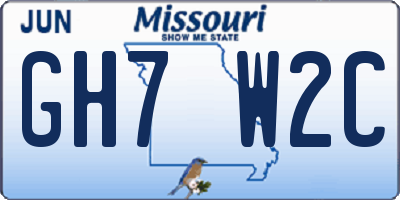 MO license plate GH7W2C