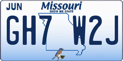 MO license plate GH7W2J
