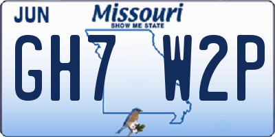 MO license plate GH7W2P