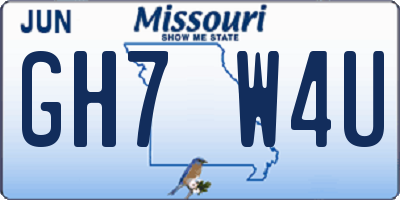 MO license plate GH7W4U