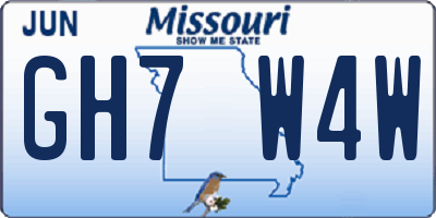 MO license plate GH7W4W