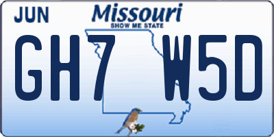 MO license plate GH7W5D