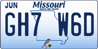 MO license plate GH7W6D