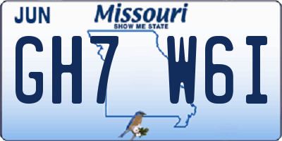 MO license plate GH7W6I