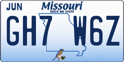 MO license plate GH7W6Z
