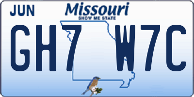 MO license plate GH7W7C