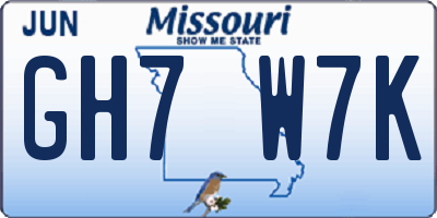 MO license plate GH7W7K