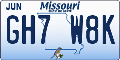 MO license plate GH7W8K