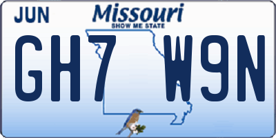 MO license plate GH7W9N