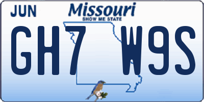 MO license plate GH7W9S