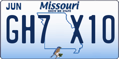 MO license plate GH7X1O