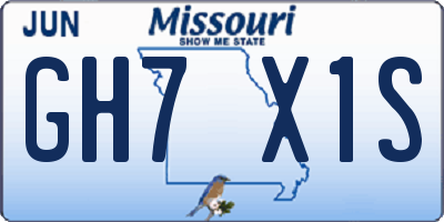 MO license plate GH7X1S