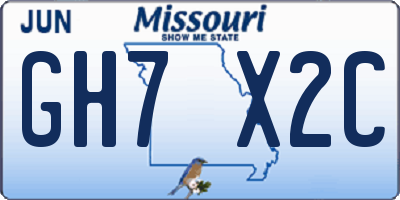MO license plate GH7X2C