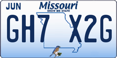 MO license plate GH7X2G