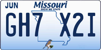 MO license plate GH7X2I