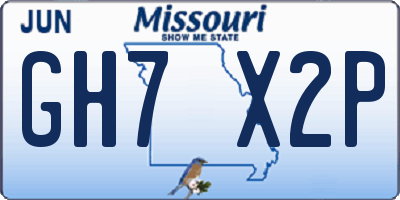 MO license plate GH7X2P