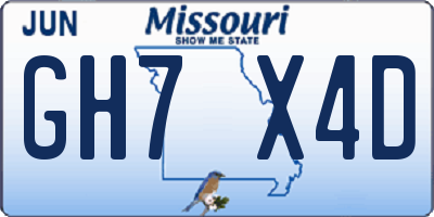 MO license plate GH7X4D