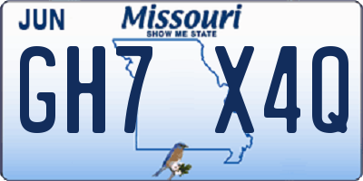 MO license plate GH7X4Q