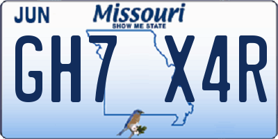 MO license plate GH7X4R