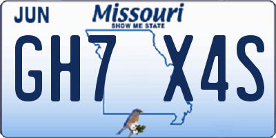 MO license plate GH7X4S