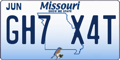 MO license plate GH7X4T