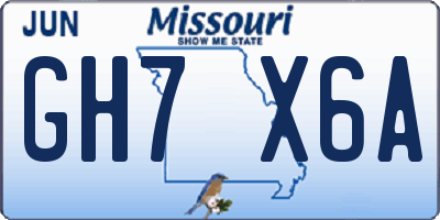 MO license plate GH7X6A