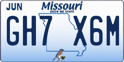 MO license plate GH7X6M
