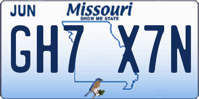 MO license plate GH7X7N