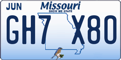 MO license plate GH7X8O