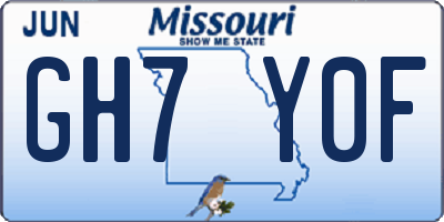 MO license plate GH7Y0F