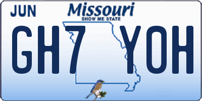 MO license plate GH7Y0H