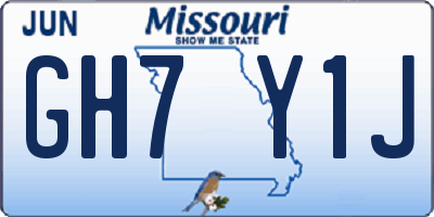 MO license plate GH7Y1J