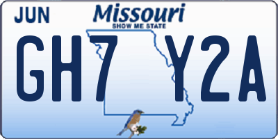MO license plate GH7Y2A