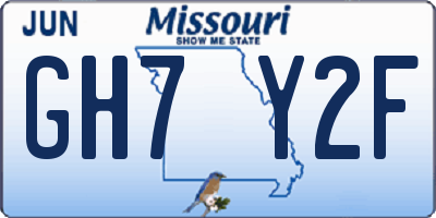 MO license plate GH7Y2F