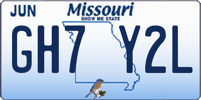 MO license plate GH7Y2L