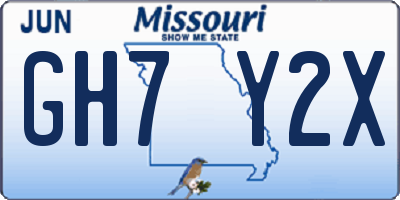 MO license plate GH7Y2X