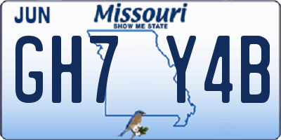 MO license plate GH7Y4B