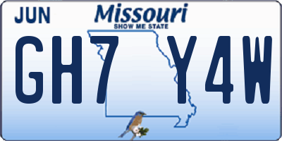 MO license plate GH7Y4W