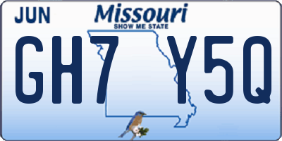 MO license plate GH7Y5Q