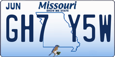 MO license plate GH7Y5W