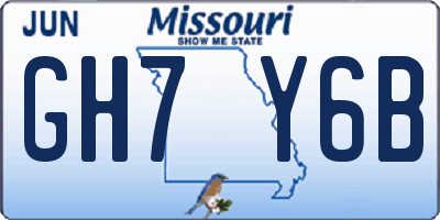 MO license plate GH7Y6B