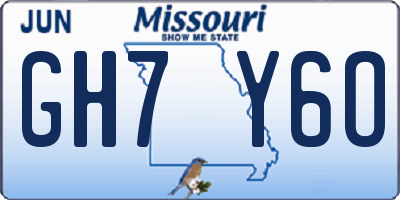 MO license plate GH7Y6O