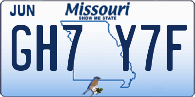 MO license plate GH7Y7F