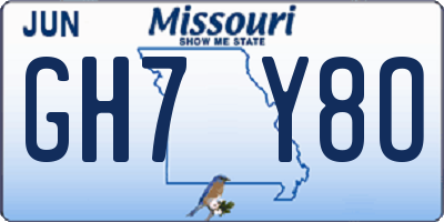 MO license plate GH7Y8O
