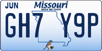 MO license plate GH7Y9P