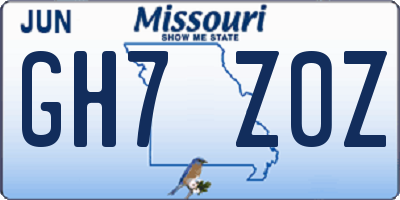 MO license plate GH7Z0Z