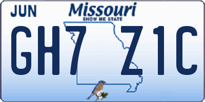 MO license plate GH7Z1C