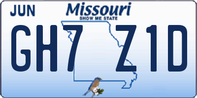 MO license plate GH7Z1D